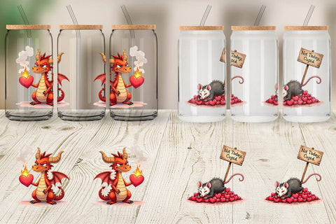 Glass Can Sarcastic Animals Valentine Cynical Critters Watercolor Sublimation artnoy 