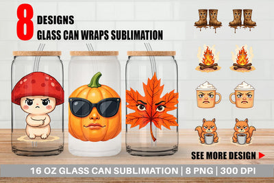 Glass Can Sarcastic Autumn Vibes Sublimation artnoy 