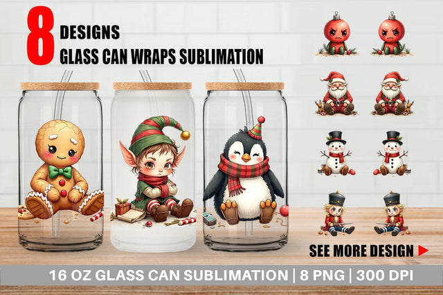 Glass Can Sarcastic Chrisrtmas Sublimation artnoy 