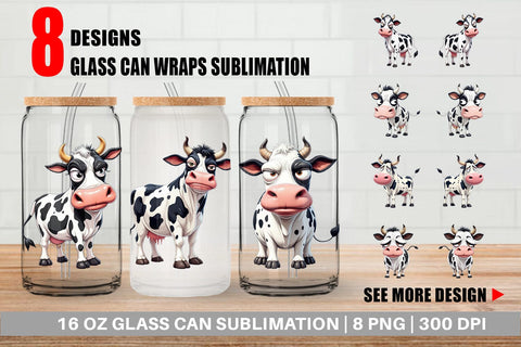 Glass Can Sarcastic Cow Sublimation artnoy 