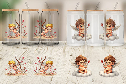 Glass Can Sarcastic Cupid Watercolor Funny Anti-Valentine Sublimation artnoy 