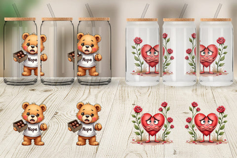 Glass Can Sarcastic Cupid Watercolor Funny Anti-Valentine Sublimation artnoy 