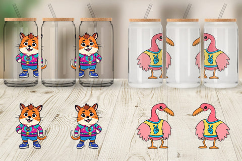 Glass Can Sarcastic Groovy Critters Sublimation artnoy 
