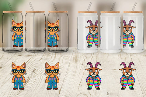 Glass Can Sarcastic Groovy Critters Sublimation artnoy 