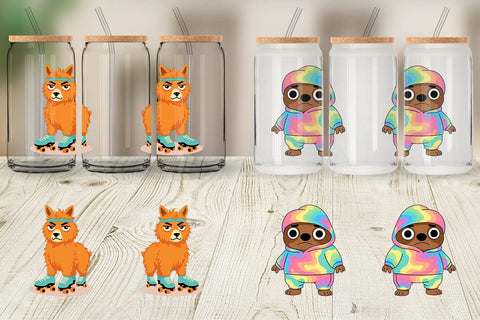 Glass Can Sarcastic Groovy Critters Sublimation artnoy 