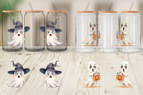 Glass Can Sarcastic Halloween Ghost Sublimation artnoy 