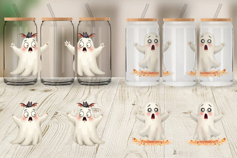 Glass Can Sarcastic Halloween Ghost Sublimation artnoy 