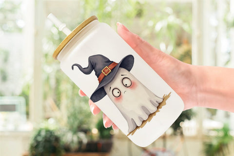Glass Can Sarcastic Halloween Ghost Sublimation artnoy 