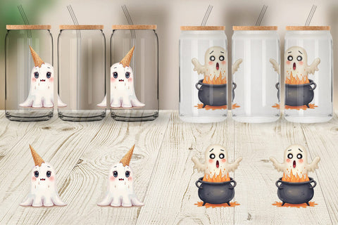 Glass Can Sarcastic Halloween Ghost Sublimation artnoy 