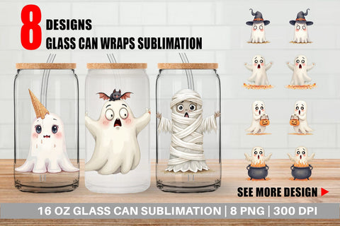 Glass Can Sarcastic Halloween Ghost Sublimation artnoy 