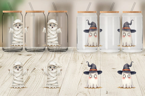 Glass Can Sarcastic Halloween Ghost Sublimation artnoy 