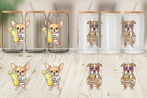 Glass Can Sarcastic Heatwave Dog Watercolor Sublimation artnoy 