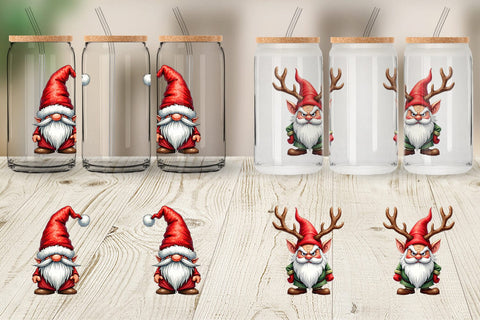 Glass Can Sarcastic Holiday Gnomes Watercolor Sublimation artnoy 