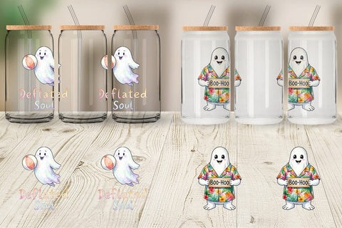 Glass Can Sarcastic Melting Ghost Watercolor Sublimation artnoy 