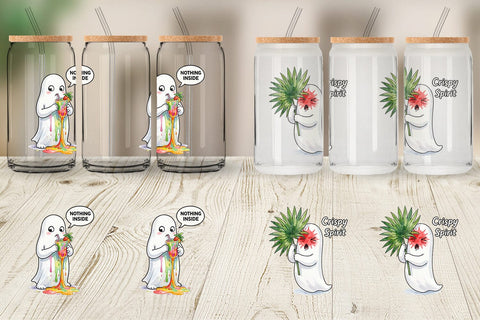 Glass Can Sarcastic Melting Ghost Watercolor Sublimation artnoy 