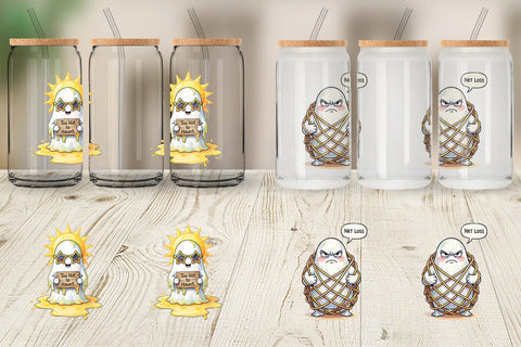 Glass Can Sarcastic Melting Ghost Watercolor Sublimation artnoy 