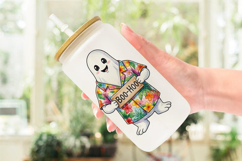 Glass Can Sarcastic Melting Ghost Watercolor Sublimation artnoy 