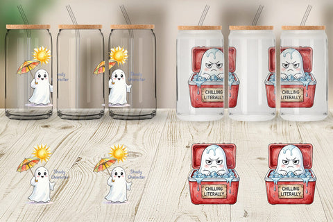 Glass Can Sarcastic Melting Ghost Watercolor Sublimation artnoy 
