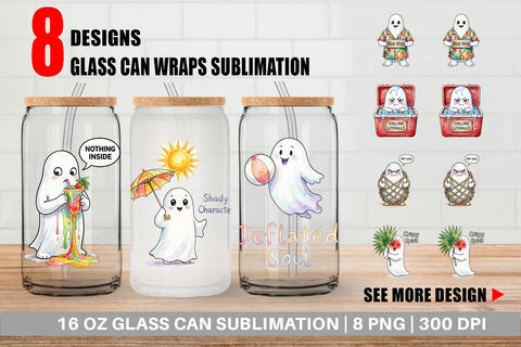 Glass Can Sarcastic Melting Ghost Watercolor Sublimation artnoy 