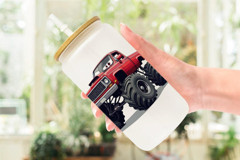 Glass Can Sarcastic Monster Trucks Sublimation artnoy 
