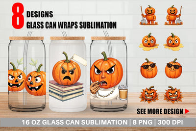 Glass Can Sarcastic Pumpkins Sublimation artnoy 