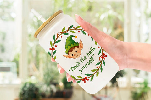 Glass Can Sarcastic Santa Elves Sublimation artnoy 