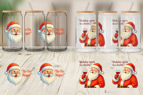 Glass Can Sarcastic Santa Elves Sublimation artnoy 