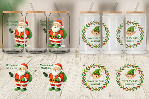 Glass Can Sarcastic Santa Elves Sublimation artnoy 