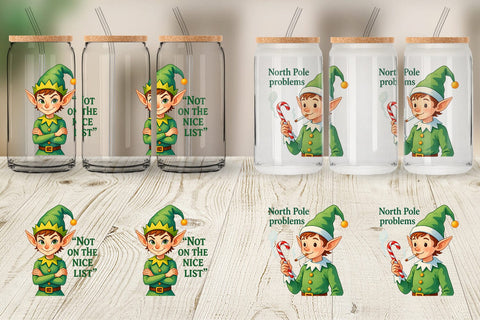 Glass Can Sarcastic Santa Elves Sublimation artnoy 