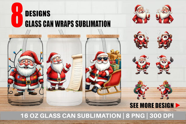 Glass Can Sarcastic Santa Sublimation artnoy 