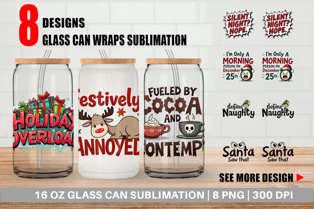 Glass Can Sarcastic Santa's Workshop Quotes Sublimation artnoy 