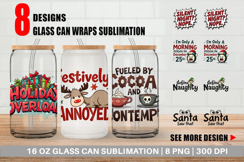 Glass Can Sarcastic Santa's Workshop Quotes Sublimation artnoy 