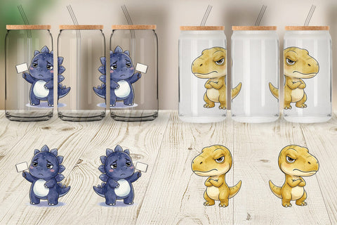 Glass Can Sarcastic Sassy Baby Dinosaur Sublimation artnoy 