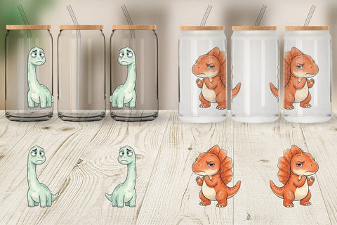 Glass Can Sarcastic Sassy Baby Dinosaur Sublimation artnoy 