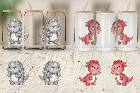 Glass Can Sarcastic Sassy Baby Dinosaur Sublimation artnoy 