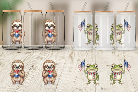 Glass Can Sarcastic Sassy Patriotic Animals Sublimation artnoy 
