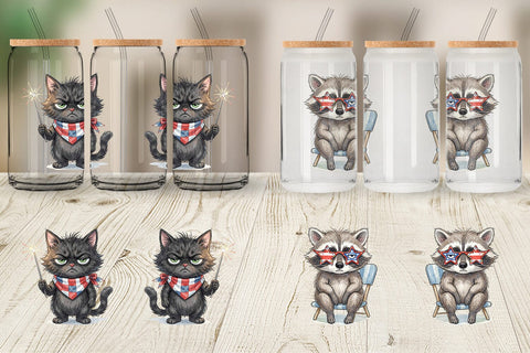 Glass Can Sarcastic Sassy Patriotic Animals Sublimation artnoy 