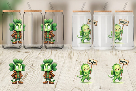 Glass Can Sarcastic Shamrock Sublimation artnoy 