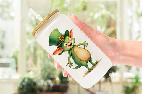 Glass Can Sarcastic Shamrock Sublimation artnoy 