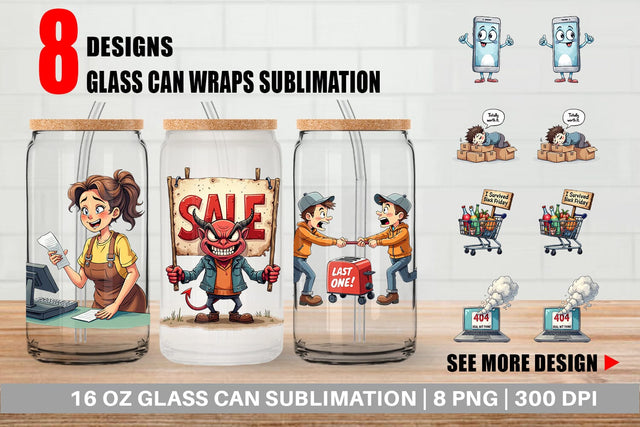 Glass Can Sarcastic Shopper Sublimation artnoy 