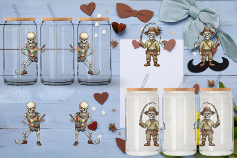 Glass Can Sarcastic Sports Dad Bone Watercolor Sublimation artnoy 