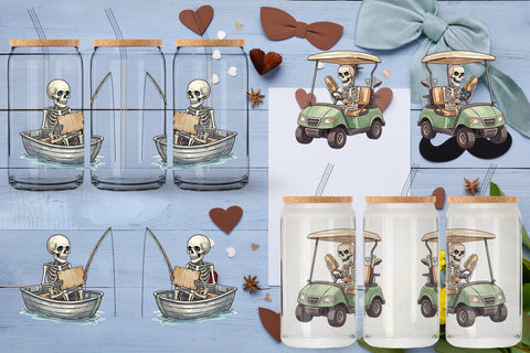 Glass Can Sarcastic Sports Dad Bone Watercolor Sublimation artnoy 