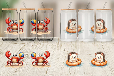 Glass Can Sarcastic Summer Animals Watercolor Sublimation artnoy 