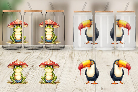 Glass Can Sarcastic Summer Animals Watercolor Sublimation artnoy 