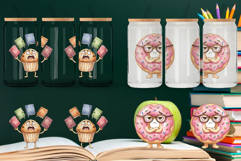 Glass Can Sarcastic Teacher Snack Watercolor Sublimation artnoy 