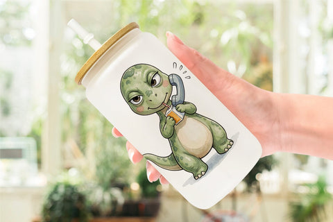 Glass Can Sarcastic Tech Fatigued Dinosaur Sublimation artnoy 