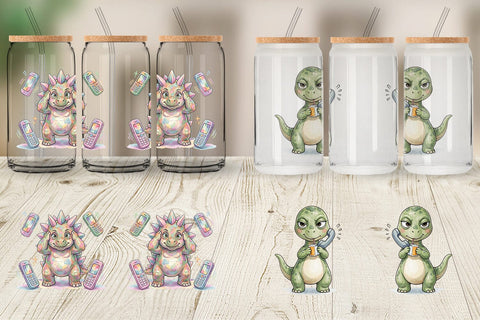 Glass Can Sarcastic Tech Fatigued Dinosaur Sublimation artnoy 