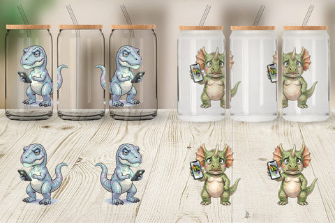 Glass Can Sarcastic Tech Fatigued Dinosaur Sublimation artnoy 