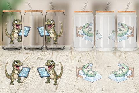 Glass Can Sarcastic Tech Fatigued Dinosaur Sublimation artnoy 