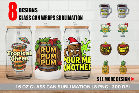 Glass Can Sarcastic Tiki Holiday Cocktail Quotes Sublimation artnoy 